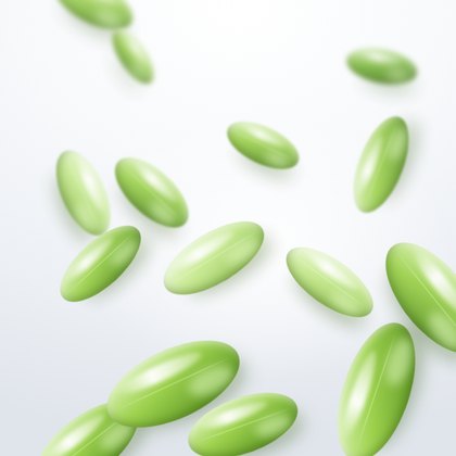 Green softgelatin capsules — representative of the softgel and nutraceutical range